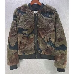 Marrakech Alyssa Anthropologie Camo Faux Fur Bomber‎ Jacket Sz S